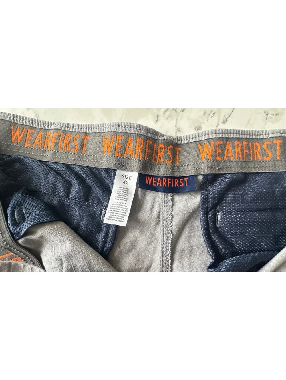 WearFirst Men’s Cargo Shorts Gray Ripstop Cotton Stretch Size 42 Outdoor Hiking